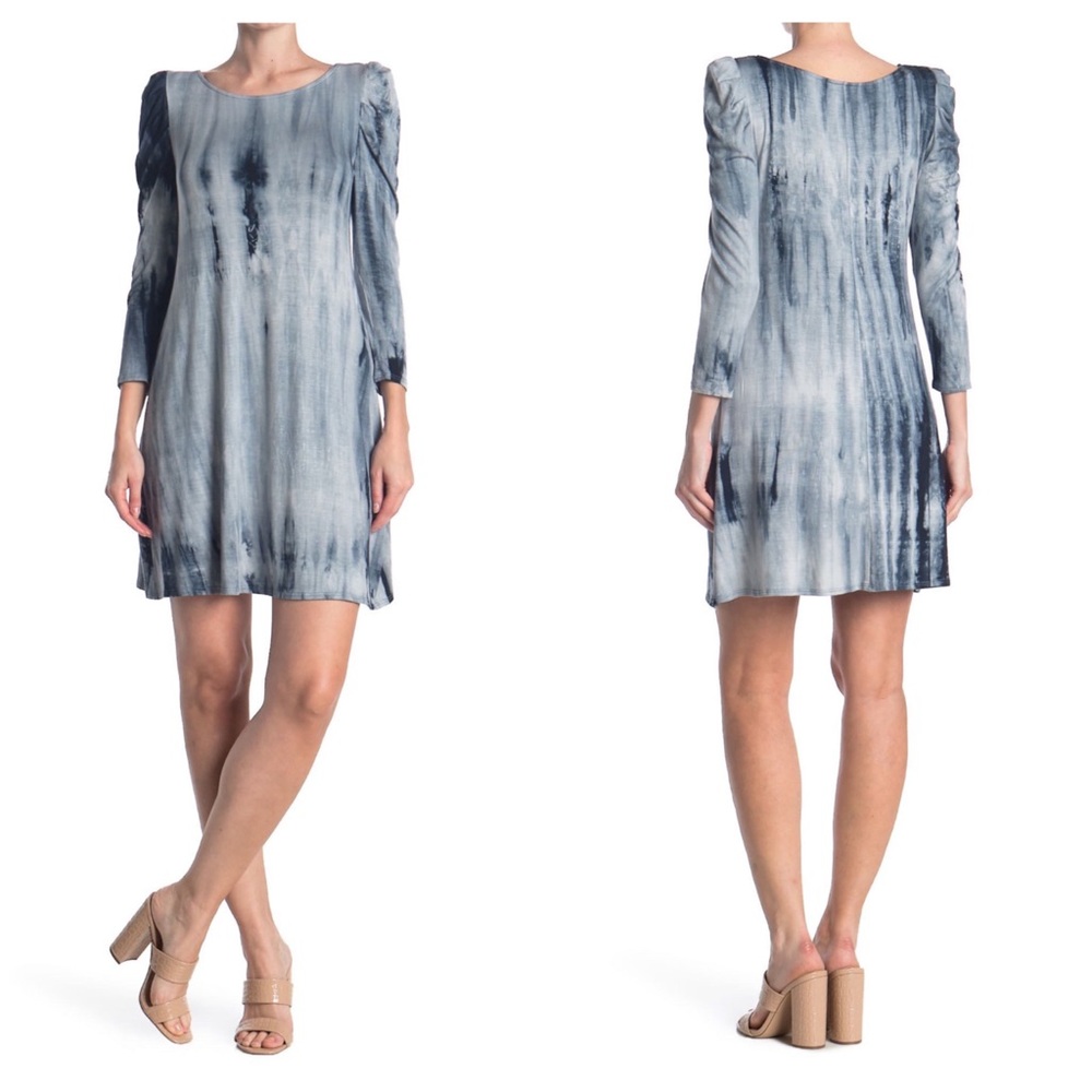 ⬇️ NWT MSK Blue Tie Dye Puff Sleeve Dress